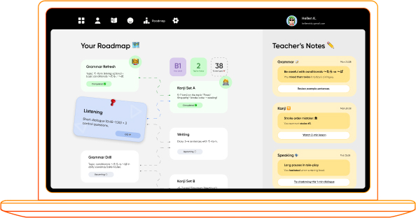 EdTech platform dashboard showing student learning roadmap and teacher notes for visible progress tracking